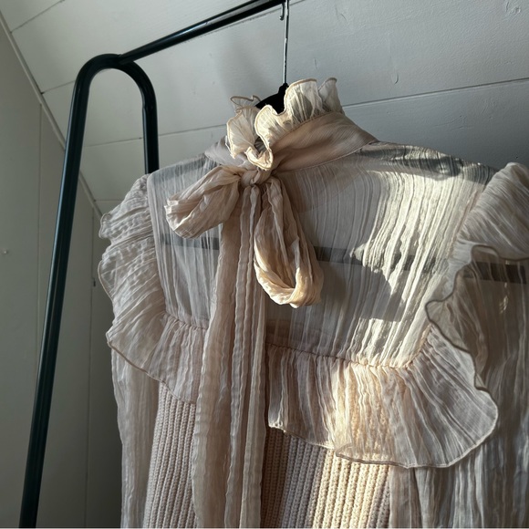 Cream Zara Ruffle Knit Top - Picture 2 of 4